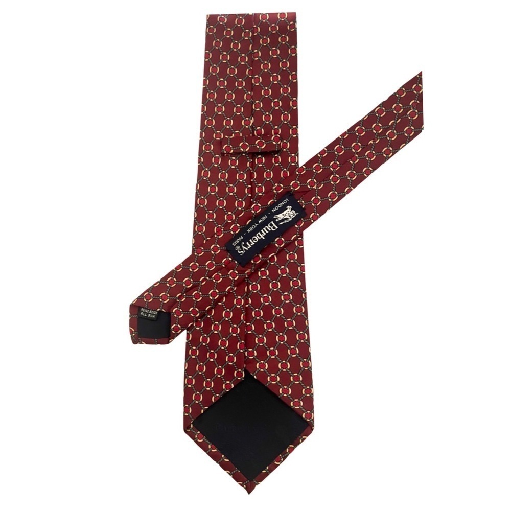 BURBERRY • Burgundy Western Rope Equestrian Silk Classic Tie Made In Italy - Picture 6 of 9